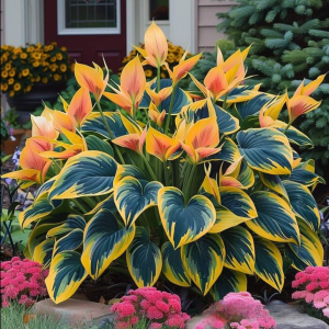 Хоста Флейм Данс купить по цене от 650р. в интернет-магазине «Посадика» с доставкой почтой в в Губкинскийе и по всей России – [изображение №1].